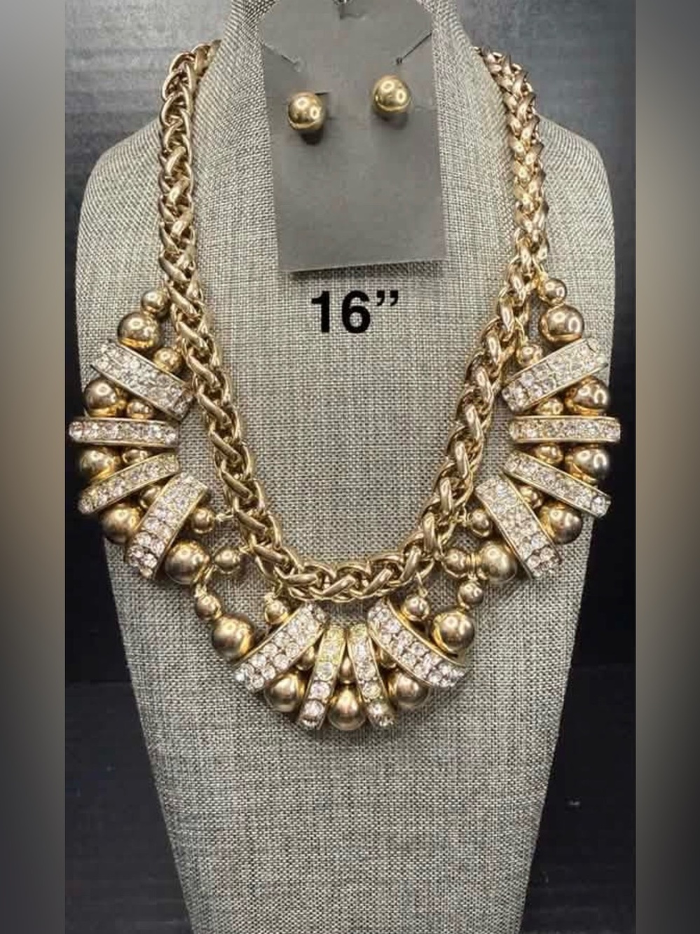 Gold Statement Necklace and Earring Set